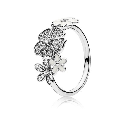 Pandora Shimmering Bouquet, White Enamel & Clear CZ