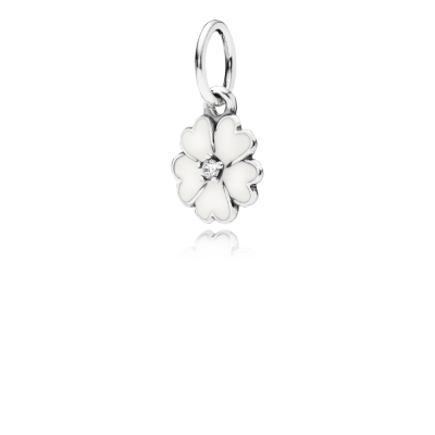 Pandora Primrose Pendant, White Enamel & Clear CZ