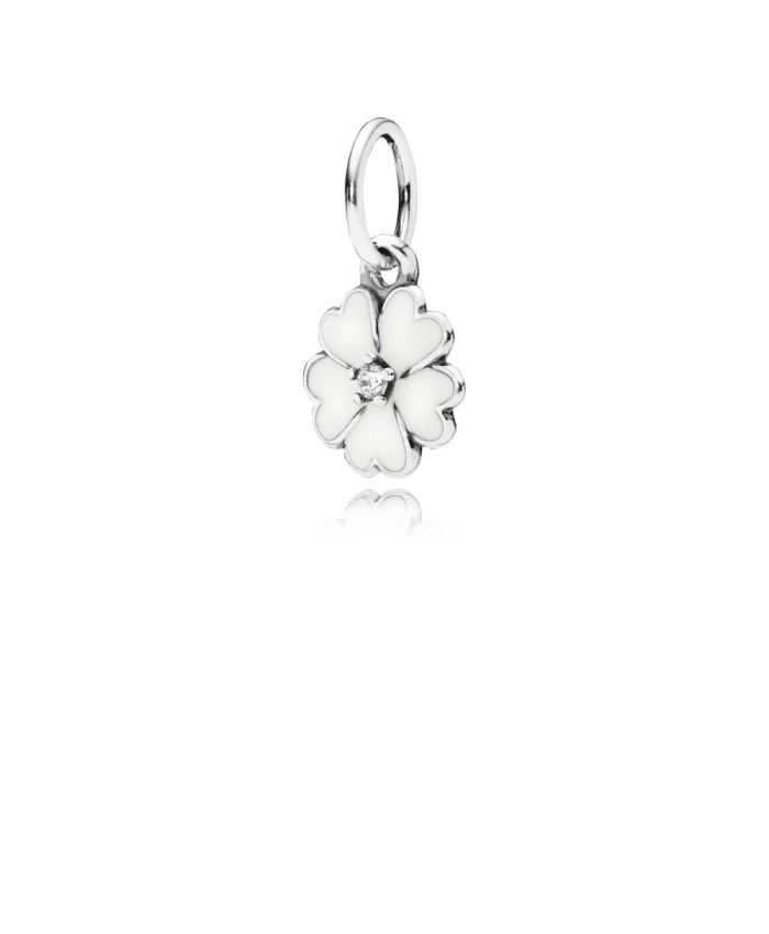 Pandora Primrose Pendant, White Enamel & Clear CZ