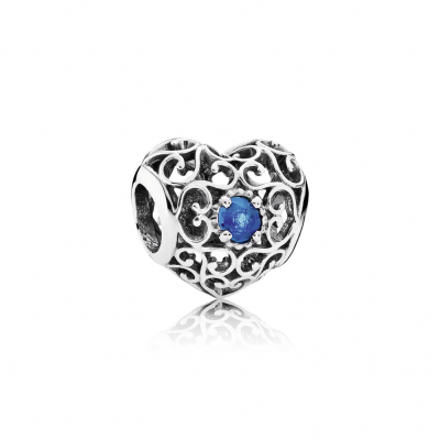 Pandora December Signature Heart, London Blue Crystal