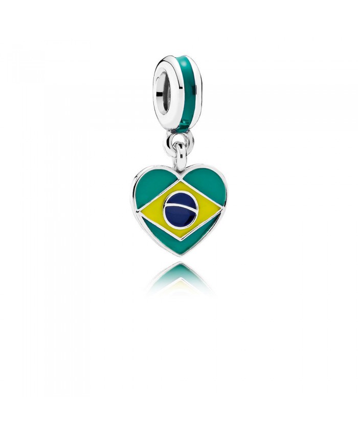Pandora Brazil Heart Flag, Mixed Enamels