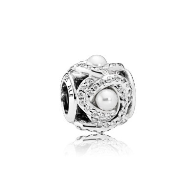 Pandora Luminous Love Knot, White Crystal Pearl & Clear CZ